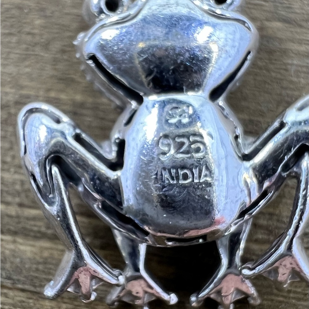 Sterling Silver Marcasite Frog Necklace - Picture 5 of 5